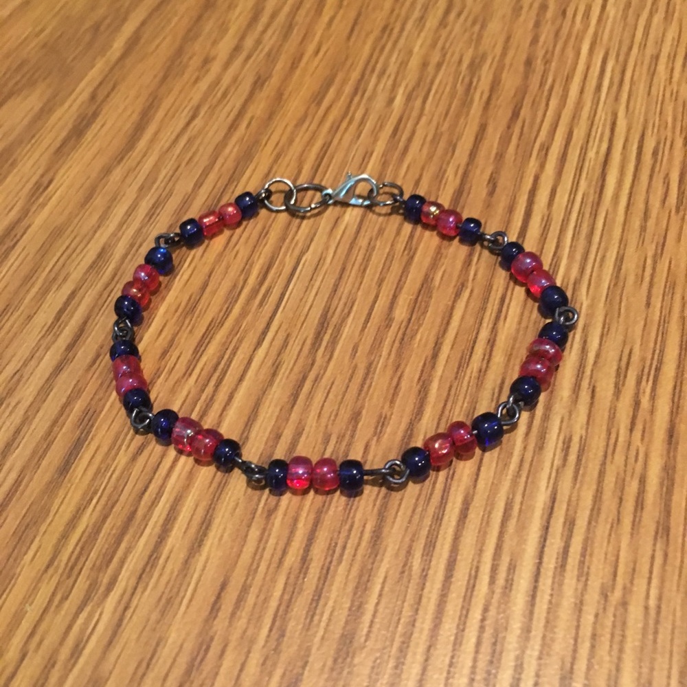 Purple and Pink Beaded Bracelet